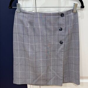 Chic Gray Plaid Skirt with Button Detail